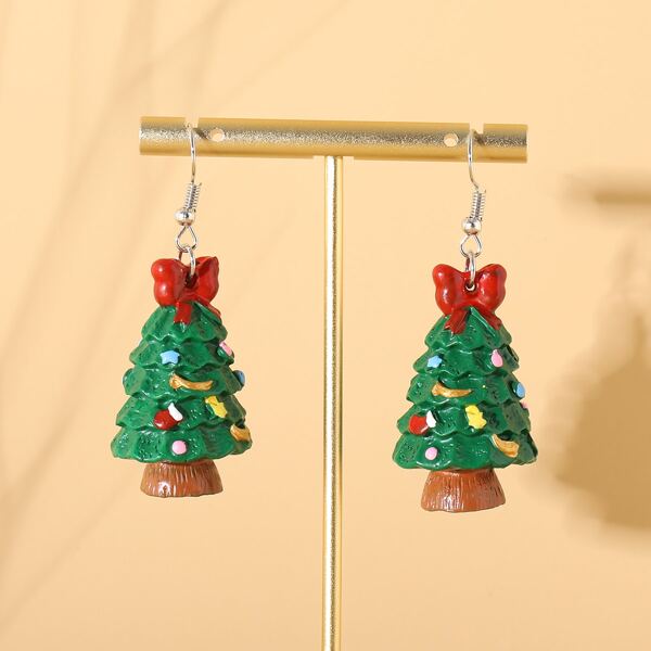 

Christmas Tree Drop Earrings, Multicolor