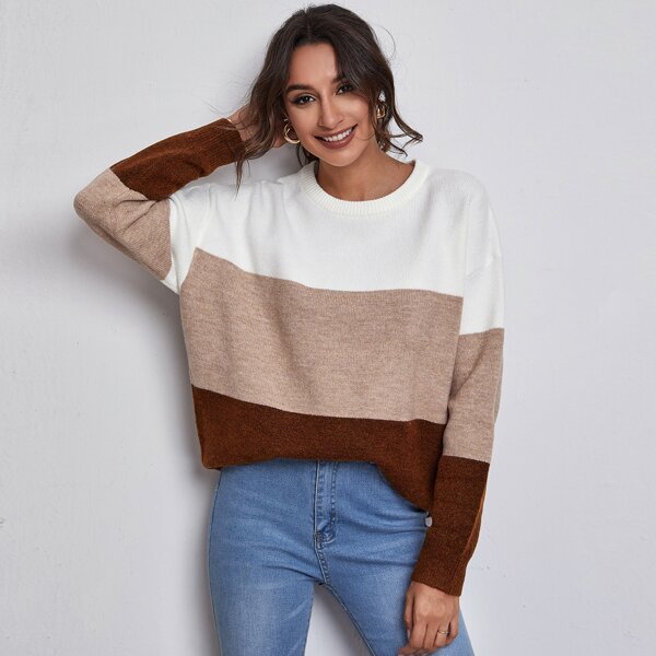 

Drop Shoulder Colorblock Sweater, Multicolor