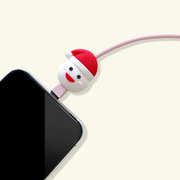 

Christmas Cartoon Design Data Cable Protector, Red and white