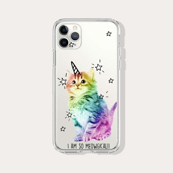 

Cat Print Clear iPhone Case, Multicolor