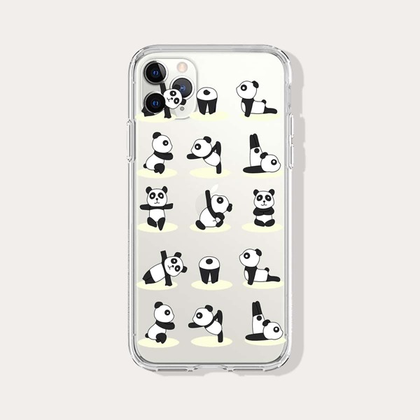 

Panda Pattern Clear iPhone Case, Multicolor