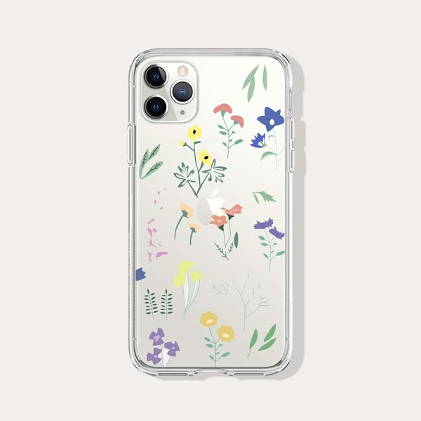 

Flower Print Clear iPhone Case, Multicolor