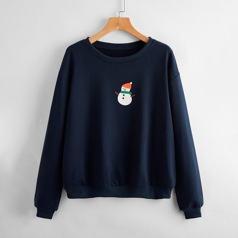 

Christmas Snowman Graphic Sweatshirt, Navy blue