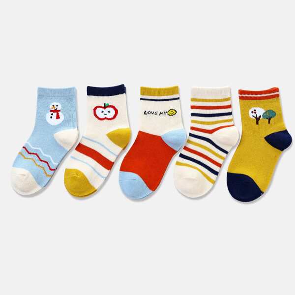 

5pairs Baby Striped Pattern Socks, Multicolor