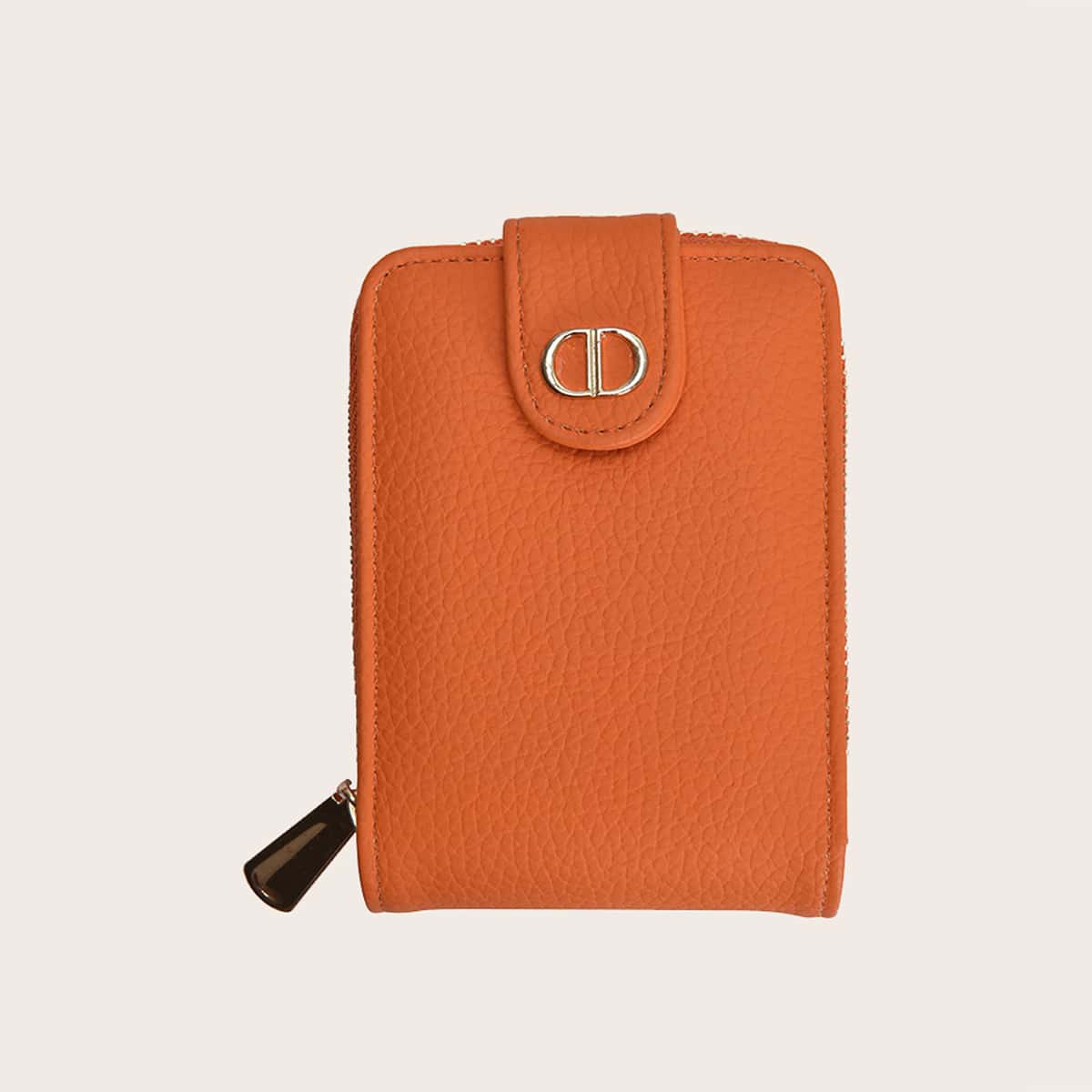 

Solid Zip Around Card Holder, Orange
