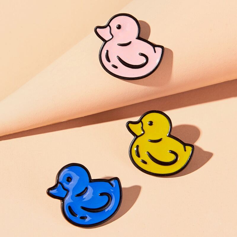

3pcs Cartoon Duck Brooch, Multicolor
