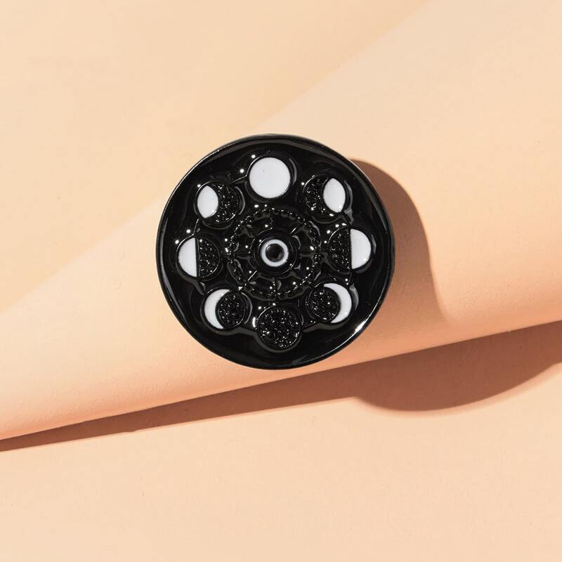 

Lunar Eclipse Round Brooch, Black