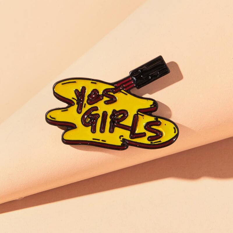 

Lipstick & Letter Brooch, Multicolor
