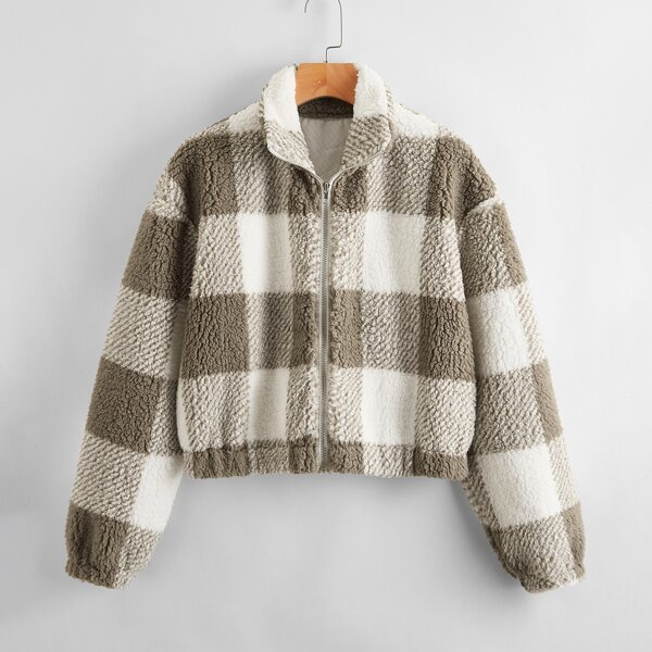 

Zip Up Buffalo Plaid Teddy Jacket, Multicolor