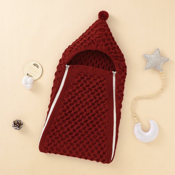 

Baby Unisex Zipper Detail Knit Sleep Bag, Burgundy