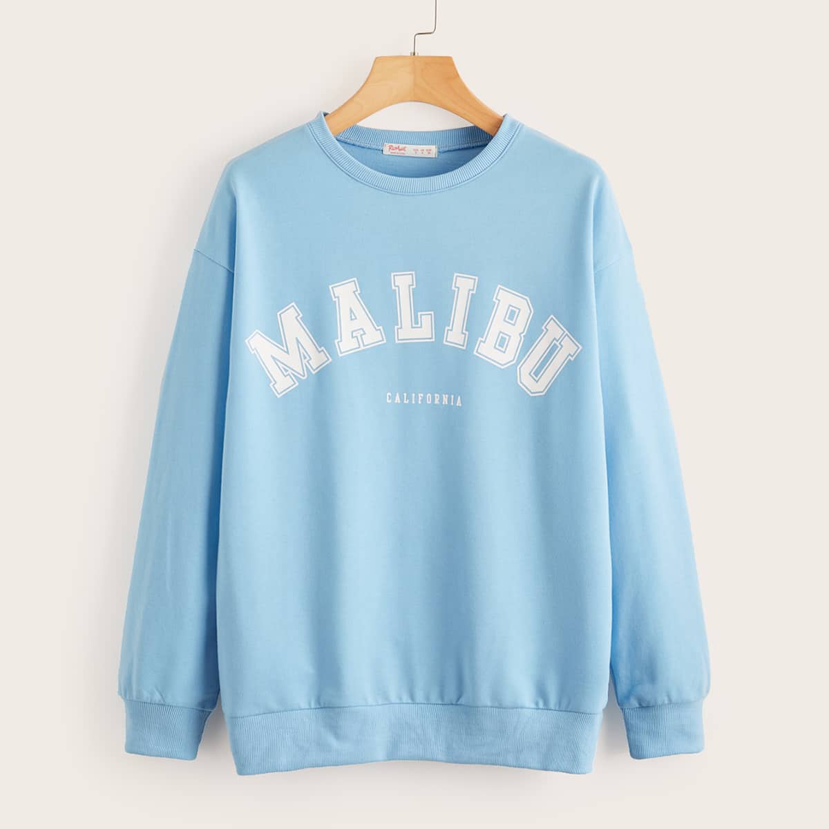 

Letter Drop Shoulder Sweatshirt, Baby blue