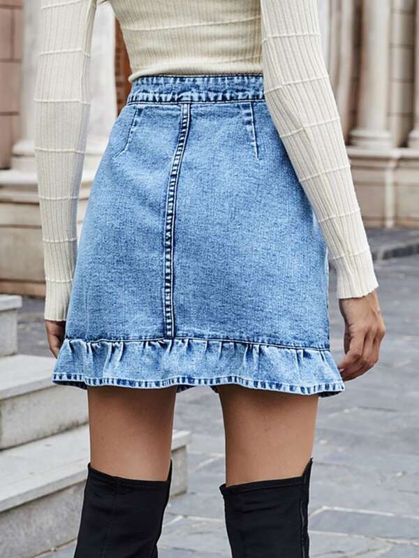 wrap denim skirts