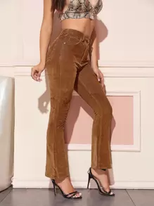 SHEIN BAE Spodnie Guziki Równy Elegancki