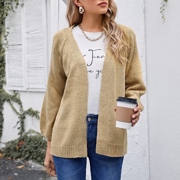 

Open Front Raglan Sleeve Cardigan, Khaki