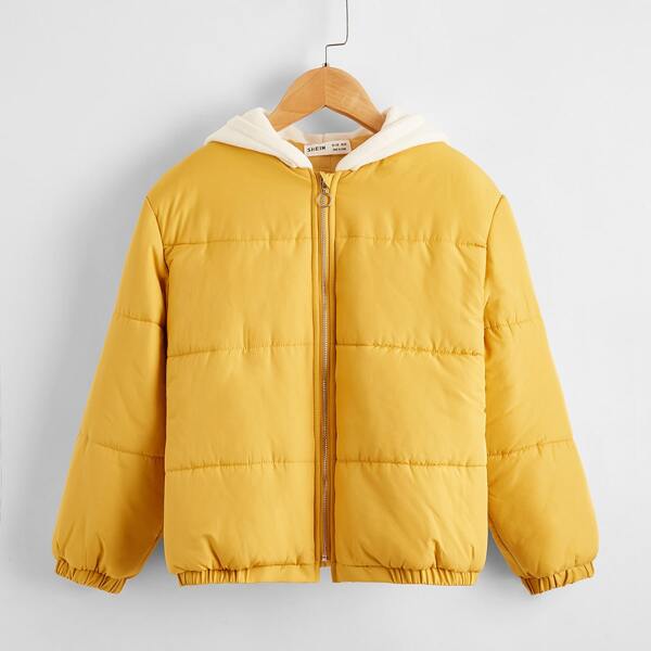 

Girls Zip Up Hooded Puffer Jacket, Yellow