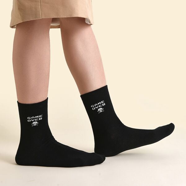 

Letter Graphic Socks, Black