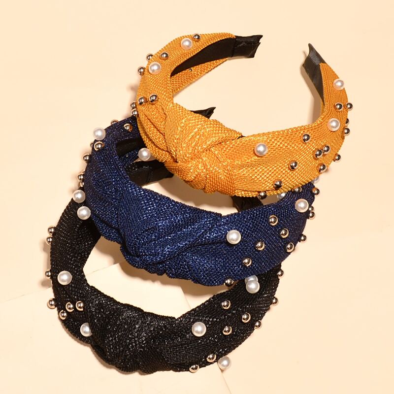 

3pcs Faux Pearl Decor Hair Hoop, Multicolor