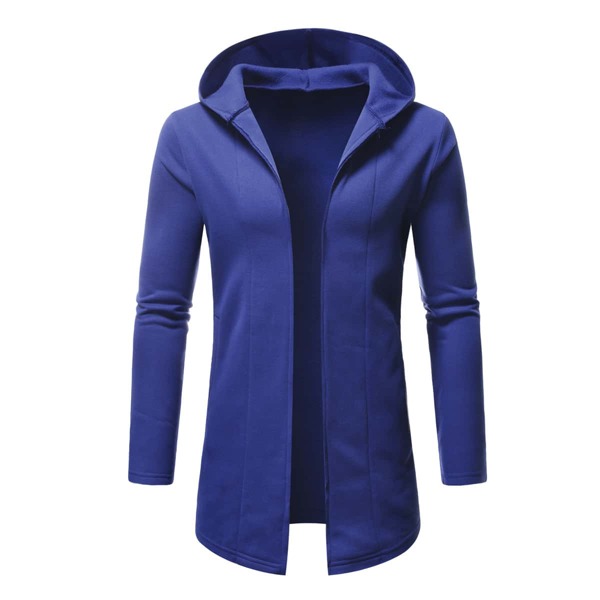 

Men Open Front Hooded Coat, Blue