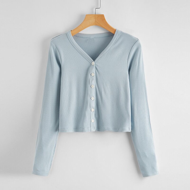 

Button Up Solid Tee, Baby blue