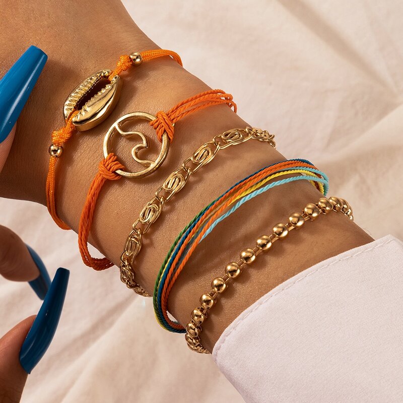 

5pcs Shell Decor Bracelet, Multicolor