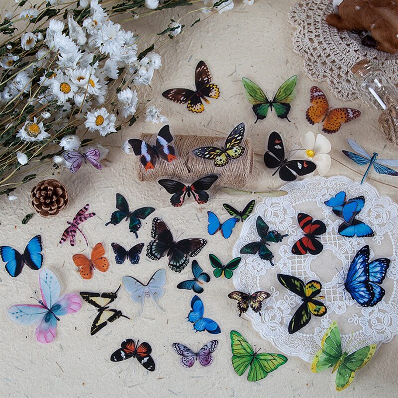 

40pcs Random Butterfly Decals, Multicolor