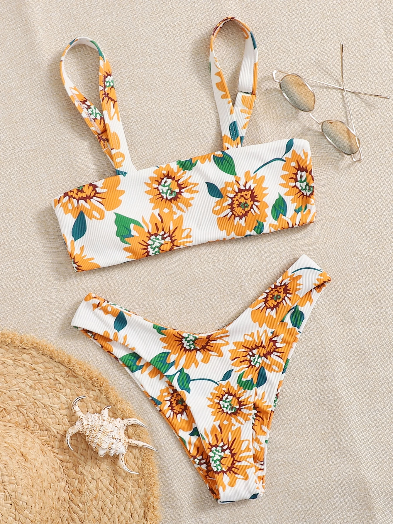 sunflower print bikini