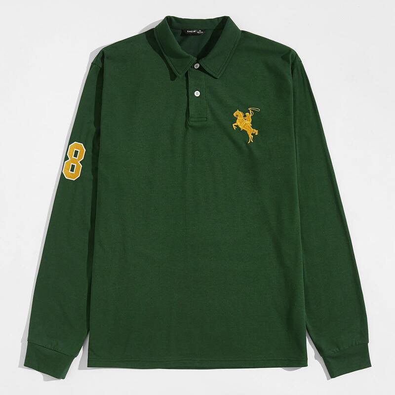 

Guys Number & Graphic Polo Shirt, Dark green