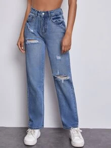 Jean taille haute déchiré