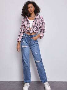 Jean taille haute déchiré