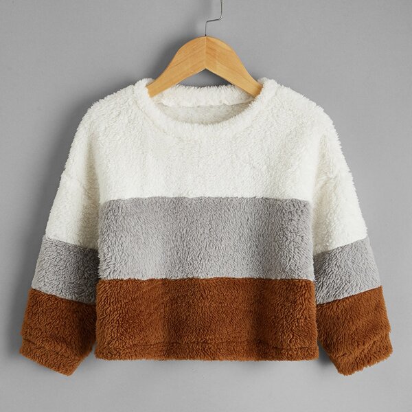 

Toddler Girls Cut And Sew Teddy Sweatshirt, Multicolor