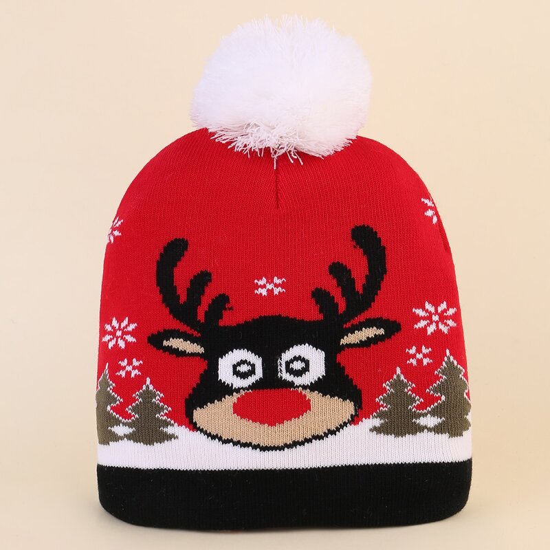 

Christmas Elk Pom Pom Decor Beanie, Multicolor