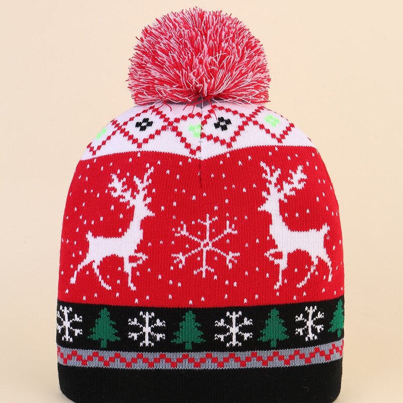 

Christmas Elk Pom Pom Decor Beanie, Multicolor