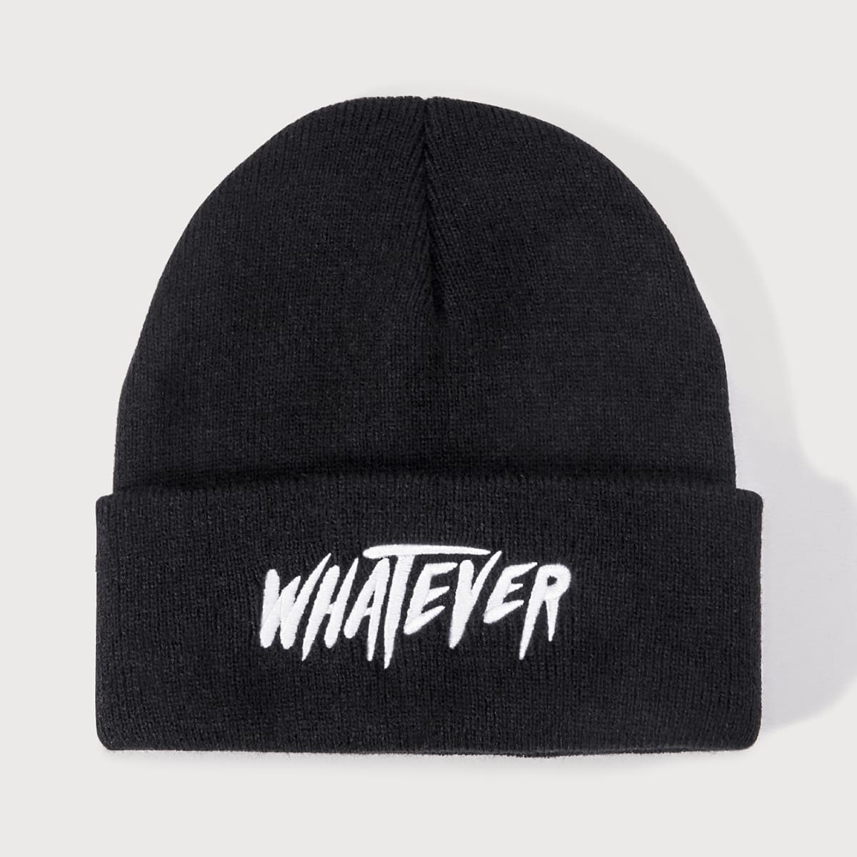 

Letter Embroidery Beanie, Black