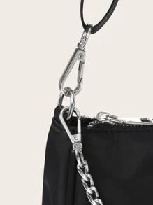 Chain Handle Bag - Black - View 4