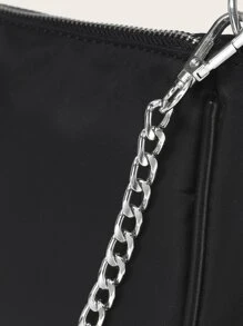 Chain Handle Bag - Black - View 6