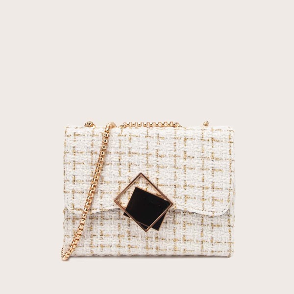 

Plaid Chain Shoulder Bag, Multicolor
