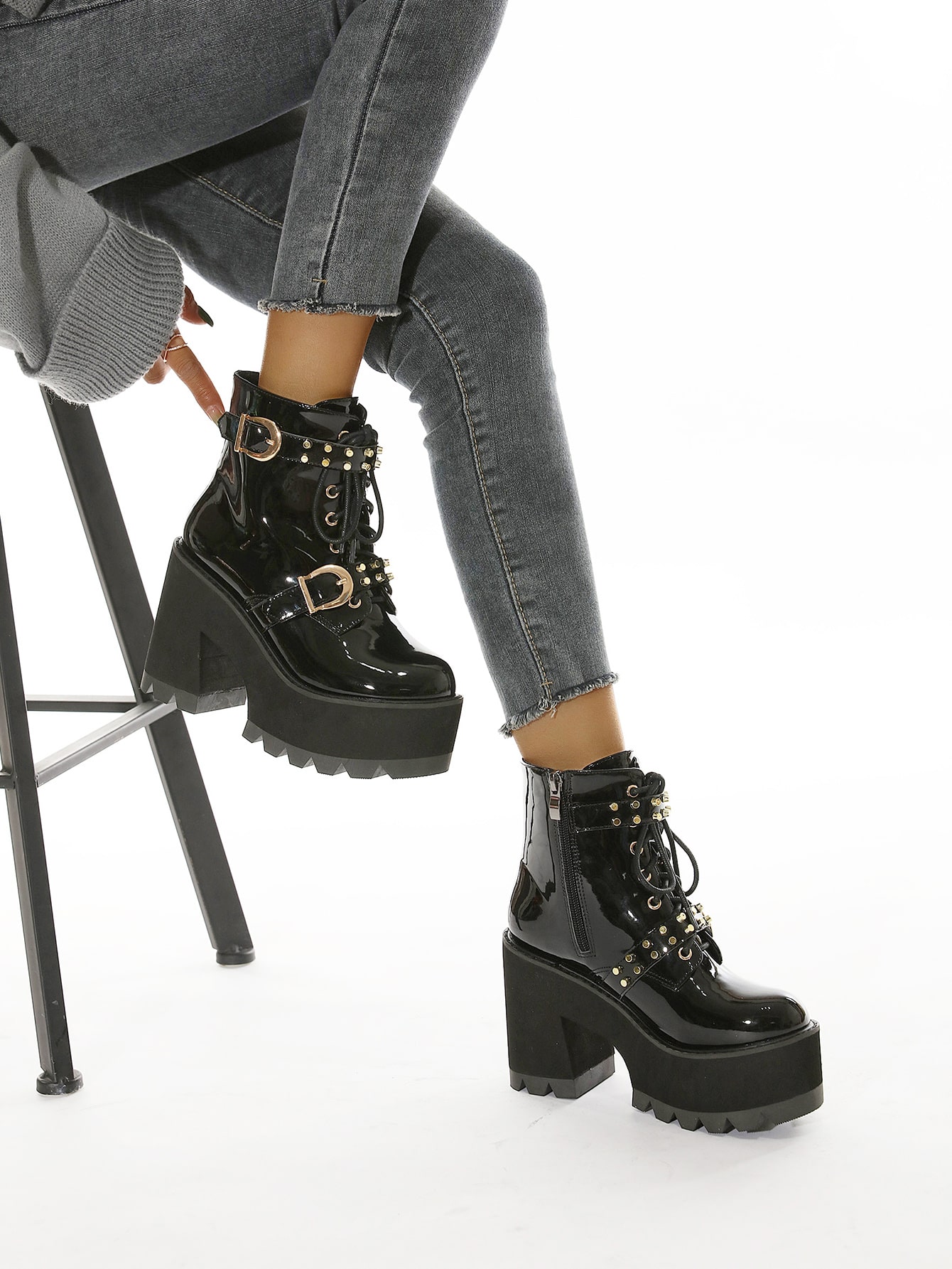 spiked platform boots