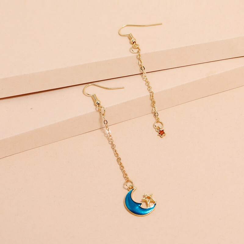

Moon & Star Drop Earrings, Multicolor