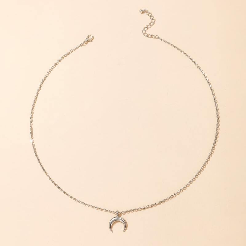 

Moon Pendent Necklace, Silver
