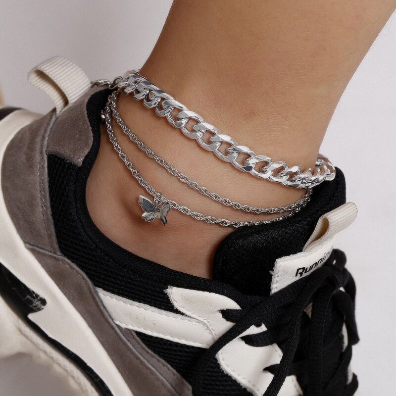 

3pcs Butterfly Anklet, Silver