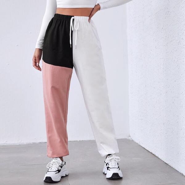 

Tie Waist Colorblock Joggers, Multicolor