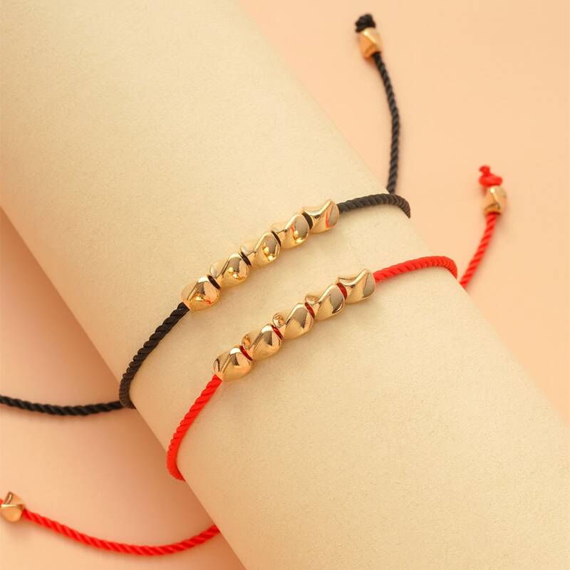 

2pcs Bead Decor Bracelet, Multicolor