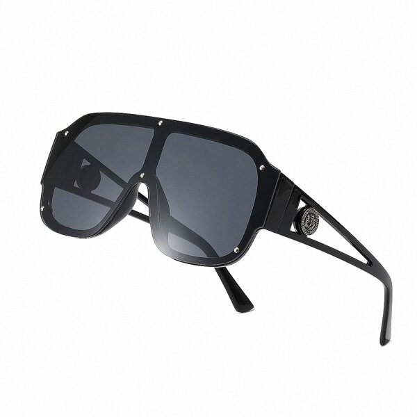 

Men Flat Top Shield Sunglasses, Black