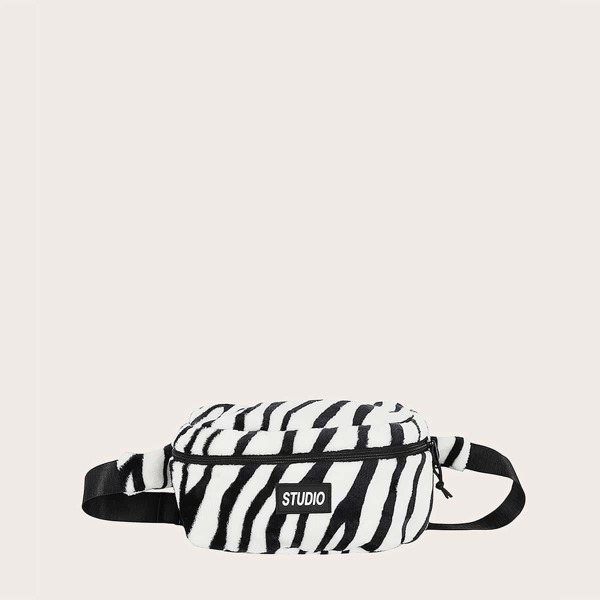 

Zebra Print Fanny Pack, Black and white