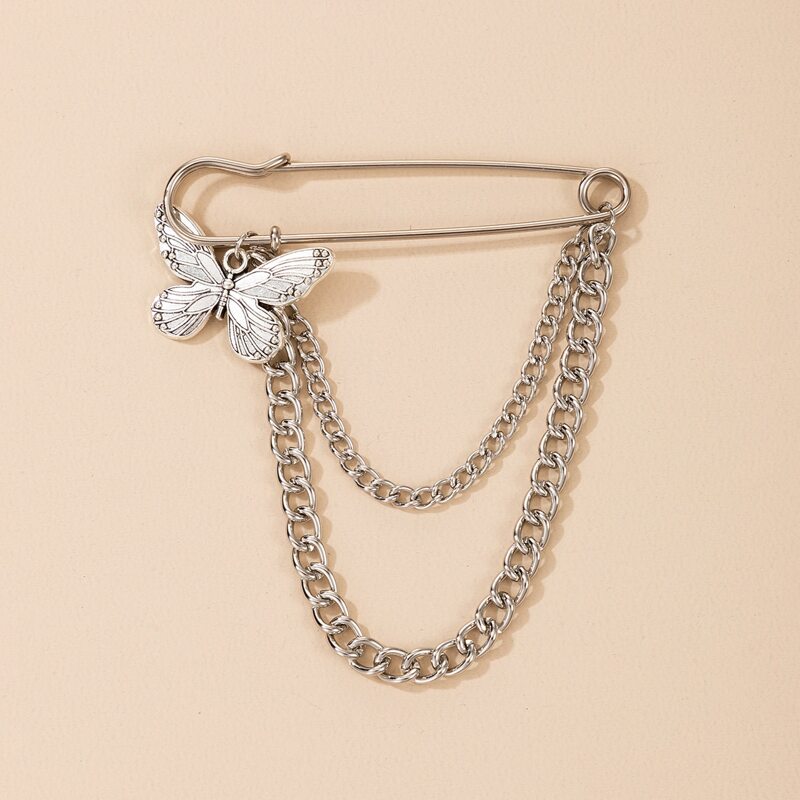 

Butterfly Chain Paper Clip Brooch, Silver