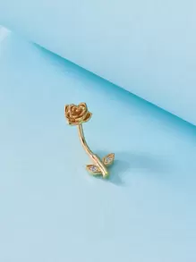 Flower Design Belly Ring Unisex Fashion Punk Body Piercing Jewelry - Yellow Gold - View 2
