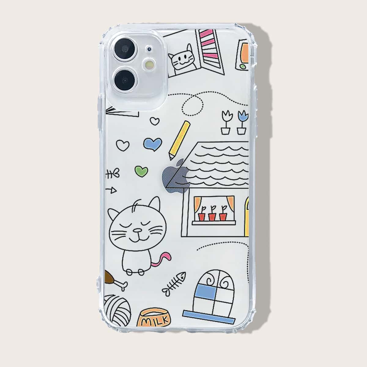 

Cute Cat Clear iPhone Case, Multicolor