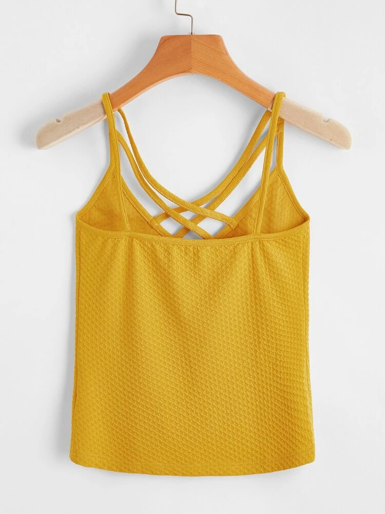 Strappy Neck Waffle Knit Cami Top