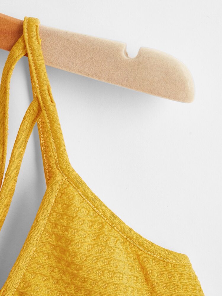 Strappy Neck Waffle Knit Cami Top