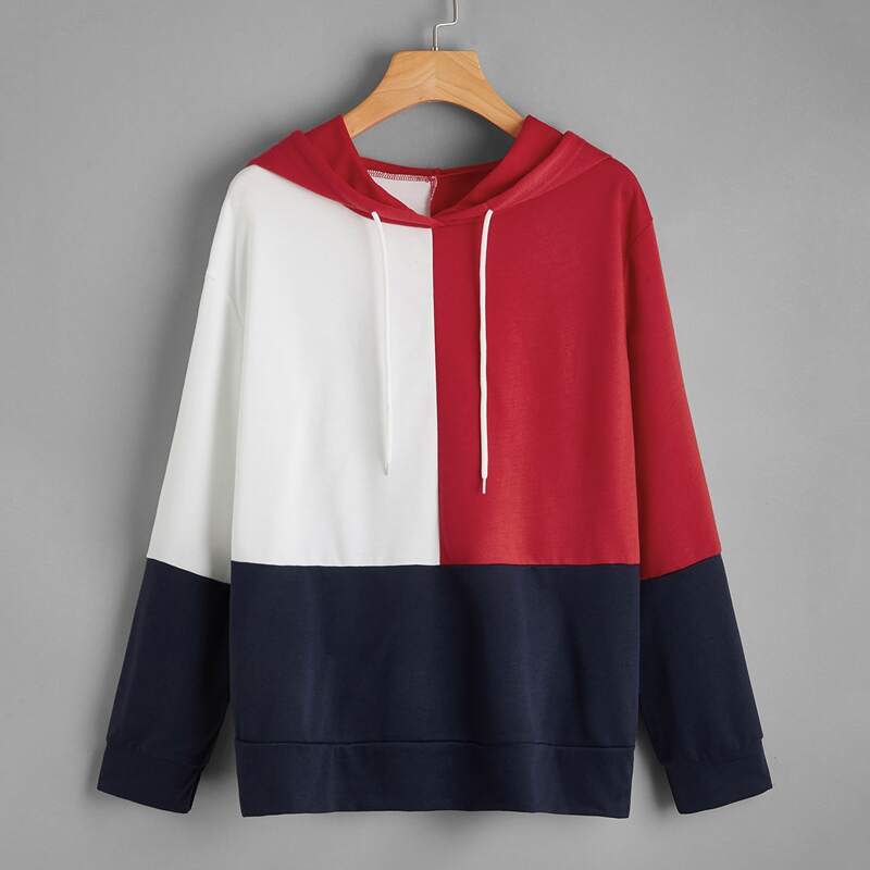 

Colorblock Drawstring Hoodie, Multicolor